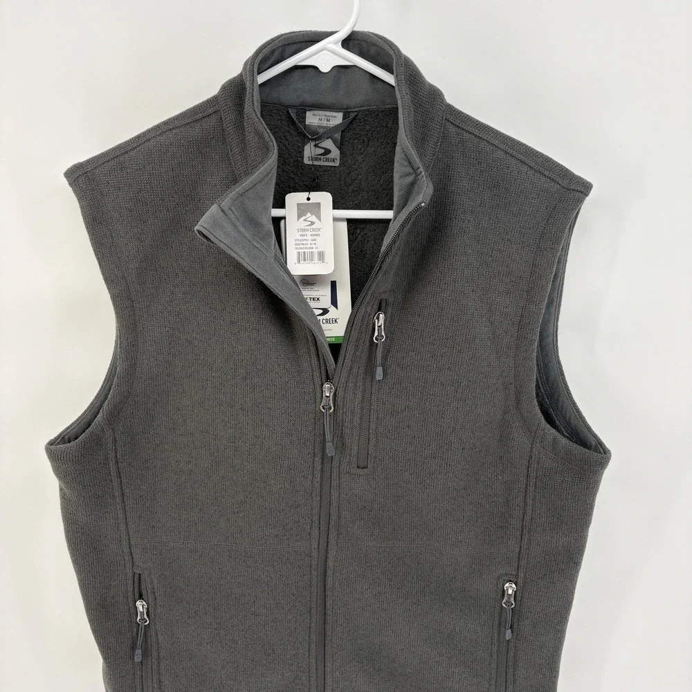 Storm Creek Mens Med Gray Full Zip Knit Sweater  Vest Utilty Golf Tech New‎